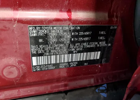 2019 Toyota Rav4 Le z USA, uszkodzony, nr VIN JTMG1RFV7KJ007530